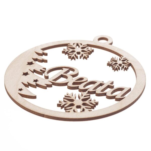 Drewniana bombka na choinkę z imieniem