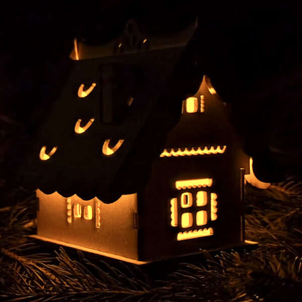 Domek lampion opalany + świeczka led z baterią