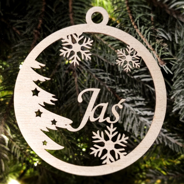 Drewniana bombka na choinkę z imieniem