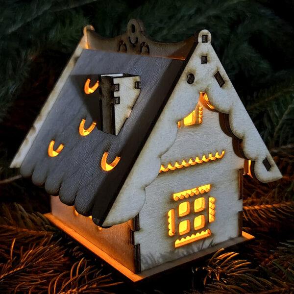 Domek lampion opalany + świeczka led z baterią