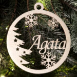 Drewniana bombka na choinkę z imieniem