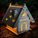 Domek lampion szlifowany + świeczka led z baterią