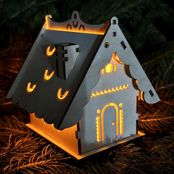 Domek lampion szlifowany + świeczka led z baterią