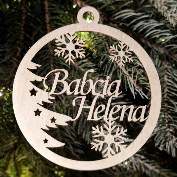 Drewniana bombka na choinkę z imieniem