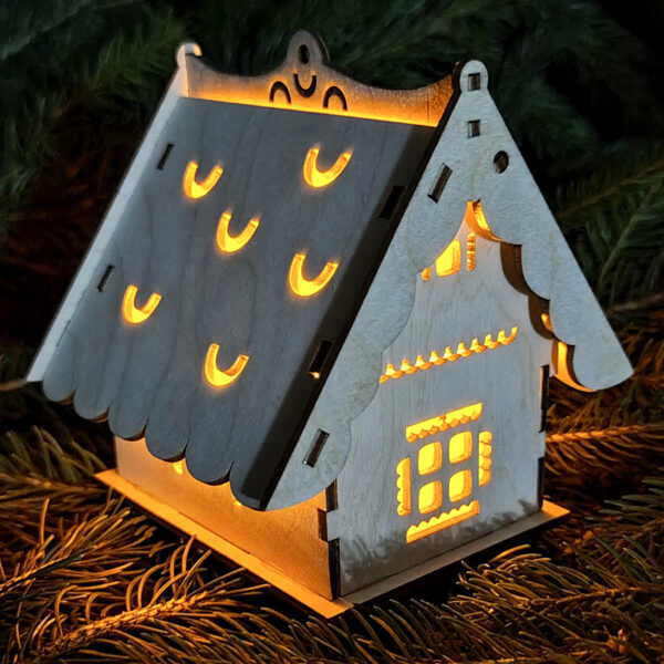 Domek lampion szlifowany + świeczka led z baterią