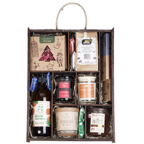 Drewniana skrzynka na prezent dla wspólnika, klienta, pracownika PREMIUM, wersja XL