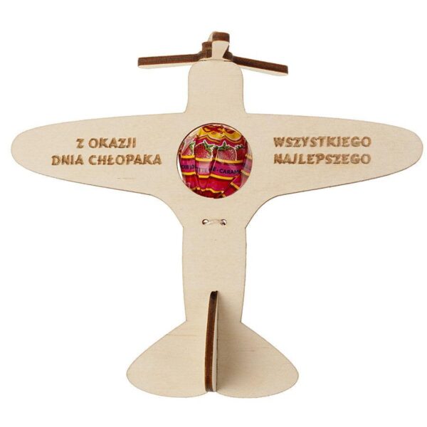 Samolot na lizaka z kręcącym śmigiełkiem i imieniem